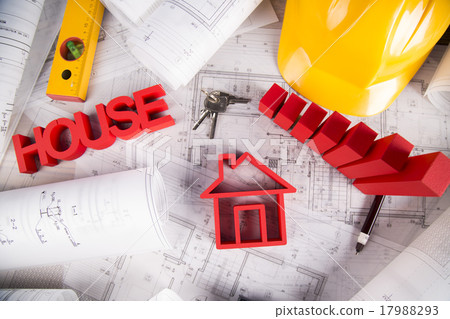Architectural project, House under construction Architectural project, House under construction 17988293
