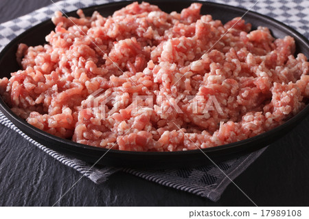 照片素材(图片): raw pork minced close up horizontal