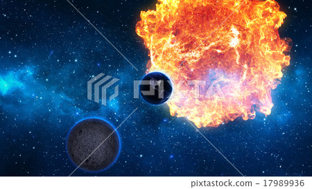 Planet Earth with sun in universe or space. 17989936