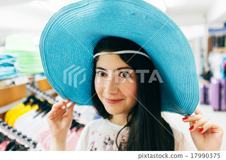 beautiful girl in blue sombrero 17990375