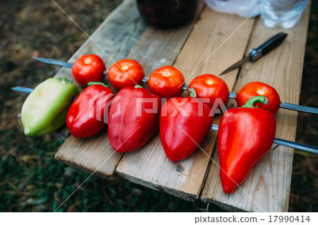 Vegetables on a skewer. Vegetables on a skewer. 17990414