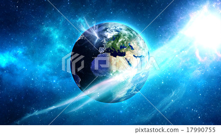 Planet Earth with asteroid in universe or space Planet Earth with asteroid in universe or space 17990755