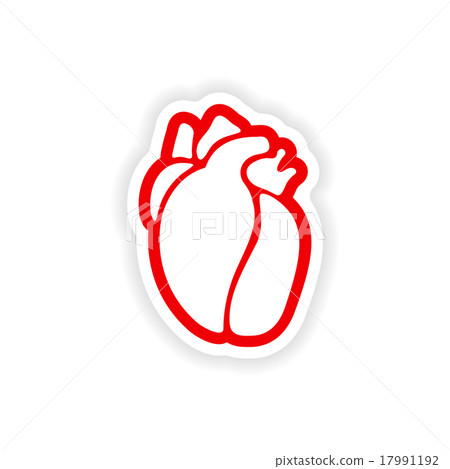 paper sticker on white background human heart 17991192