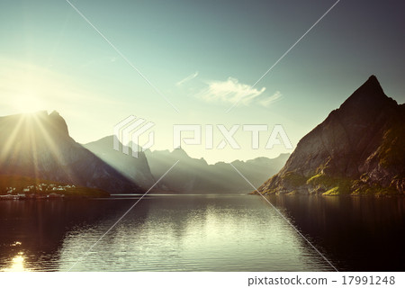 sunset in Lofoten islands, Norway sunset in Lofoten islands, Norway 17991248