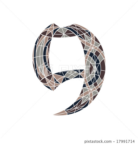 Low poly number 9 in brown mosaic polygon Low poly number 9 in brown mosaic polygon 17991714