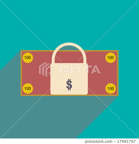 Flat with shadow icon lock and dollar 17991787