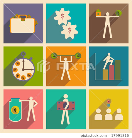 Flat with shadow concept stylish business icons Flat with shadow concept stylish business icons 17991816