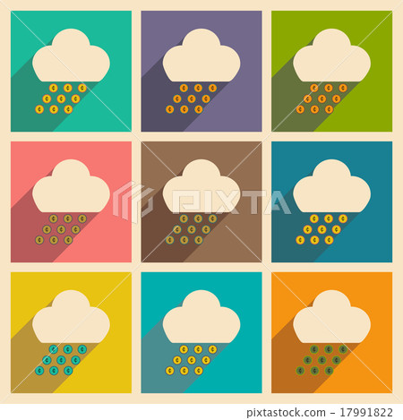 Flat with shadow icon concept cloud and rain of Flat with shadow icon concept cloud and rain of 17991822