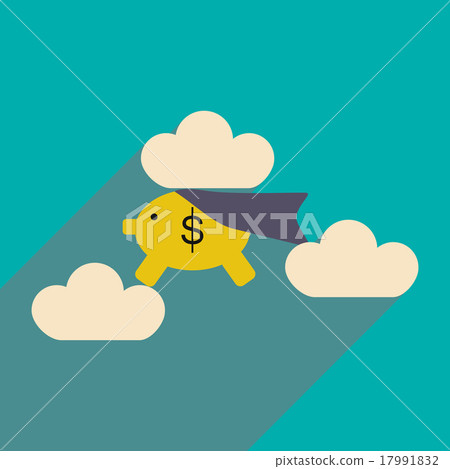 Flat with shadow icon piggy bank in the clouds 17991832