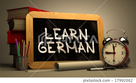 Learn German Concept Hand Drawn on Chalkboard. Learn German Concept Hand Drawn on Chalkboard. 17992082