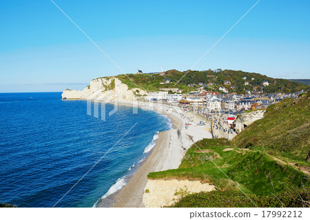 Scenic view of Etretat village Scenic view of Etretat village 17992212