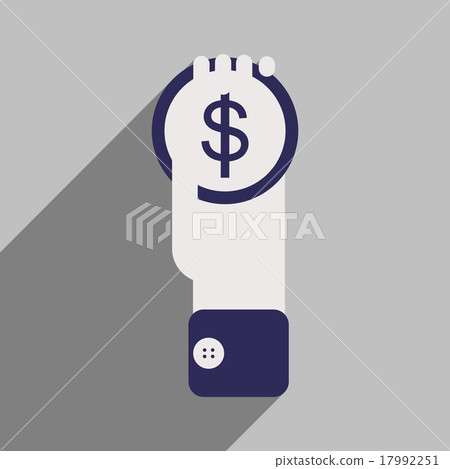 Modern flat icon with shadow Coin in a hand - Stock Illustration ...