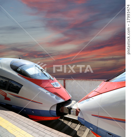 Aeroexpress Train Sapsan against the sky 17993474