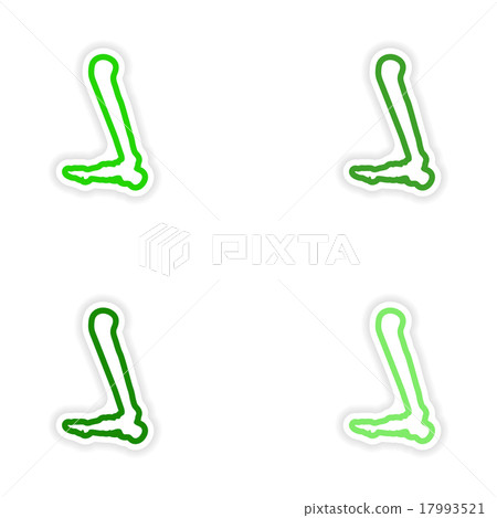 Set paper stickers on white background leg bone Set paper stickers on white background leg bone 17993521