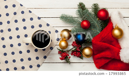 Cup of coffee and baubles Cup of coffee and baubles 17993865