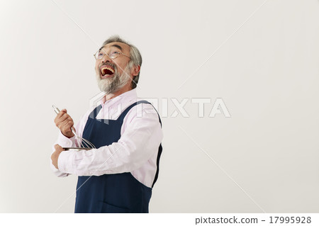 Senior men with whiskers and balls in aprons 17995928