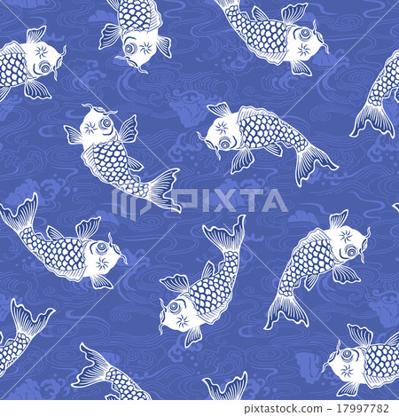Japanese style carp pattern - Stock Illustration [17997782] - PIXTA