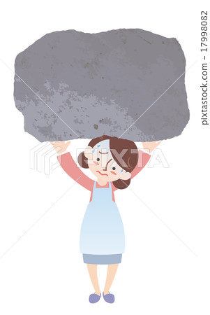 Housewife supporting heavy rock 17998082