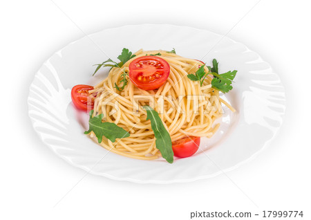 Spaghetti with tomato basil and cheese. Spaghetti with tomato basil and cheese. 17999774
