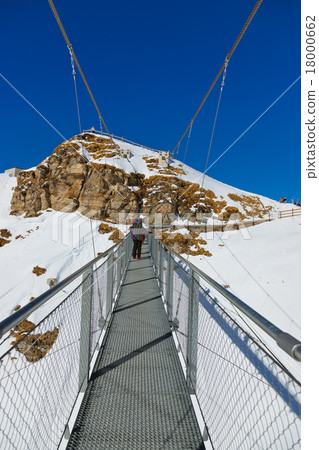 Suspension bridge at ski resort - Austria Suspension bridge at ski resort - Austria 18000662