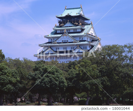 大阪城“國家指定特別歷史遺址”“平成100 Hikage”“日本100大城堡”（從西野丸花園拍攝） 18001044