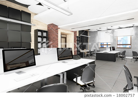 Empty office work place visualization Empty office work place visualization 18002757