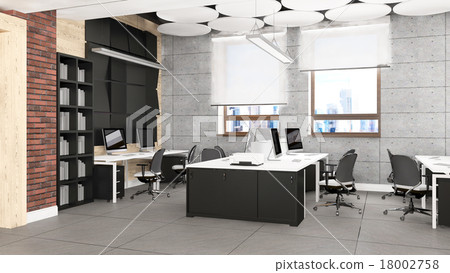 Empty office work place visualization Empty office work place visualization 18002758