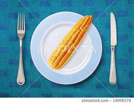 corn on white plate corn on white plate 18006579