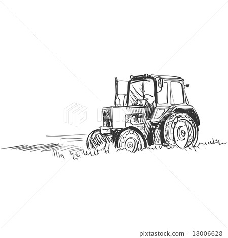 Hand Drawn Farm Tractor. Doodle Sketch Stock Vector - Illustration of  style, icon: 223338572