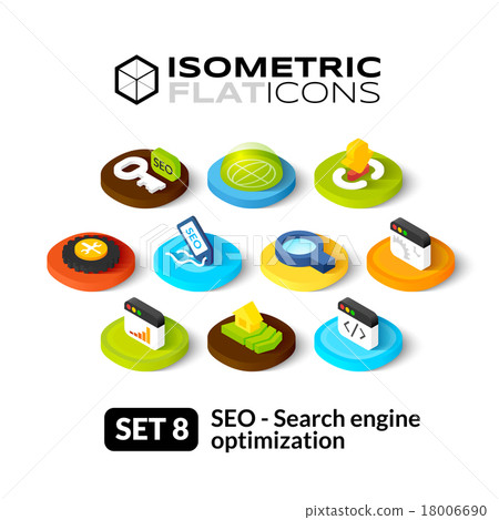 Isometric flat icons set 8 18006690