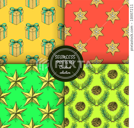 Sketch set of Christmas seamless patterns - Stock Illustration ...