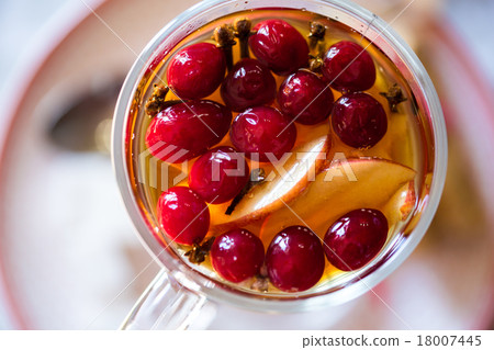 homemade cherry compote in a glass with berries 18007445