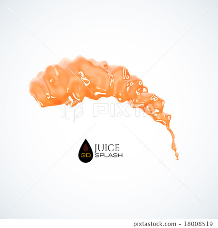 Orange 3D juice splash isolated on white 18008519