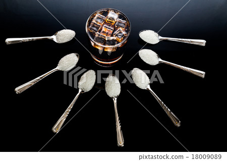 Concept of fizzy cola drinks with unhealthy sugar 18009089