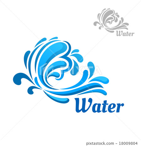 Blue wave with water splashes and drops 18009804