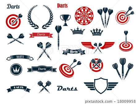 Darts game ditems and heraldic elements 18009958