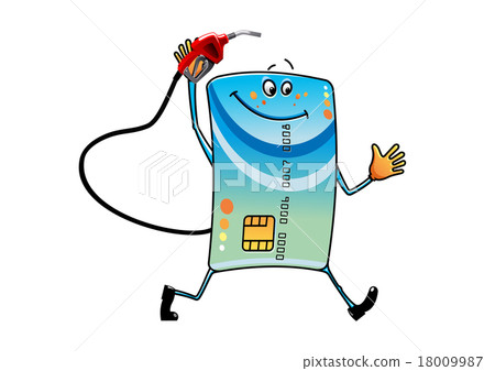 Cartoon bank credit card with gasoline nozzle Cartoon bank credit card with gasoline nozzle 18009987