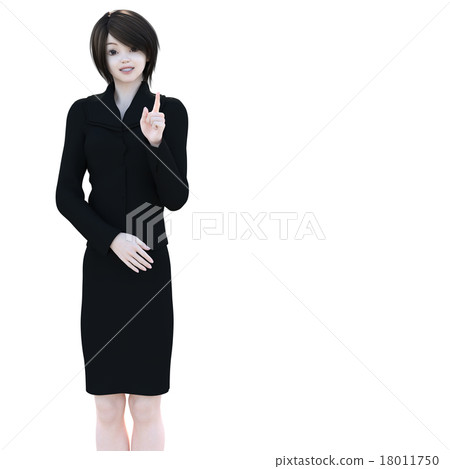 One point dark suit women perming 3DCG illustration material 18011750