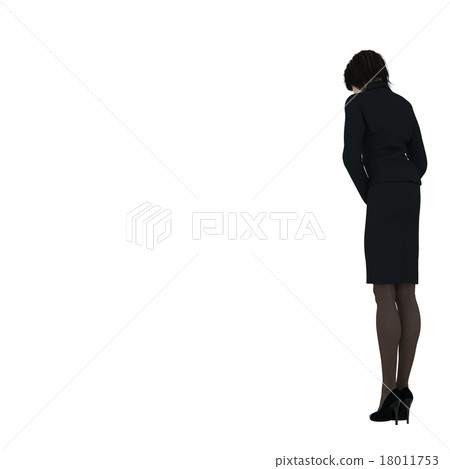 Dark suit woman greeting perming 3DCG illustration material 18011753