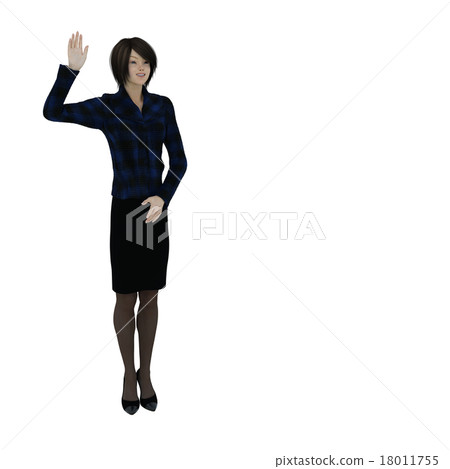 Wandering dark suit women perming 3DCG illustration material 18011755