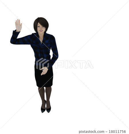 Wandering dark suit women perming 3DCG illustration material 18011756