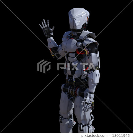 Hand raising robot perming3DCG Illustration material 18011945