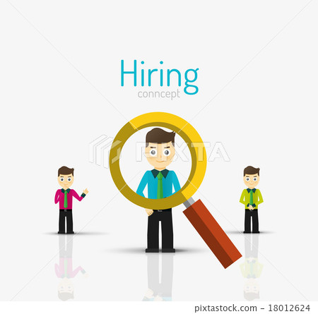 Hiring flat design concept. Man and magnifying 18012624