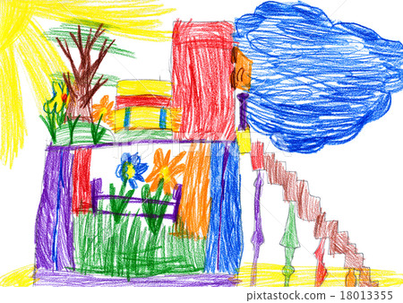 child drawing. fairy house 18013355