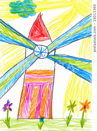 child drawing. the old windmill child drawing. the old windmill 18013360