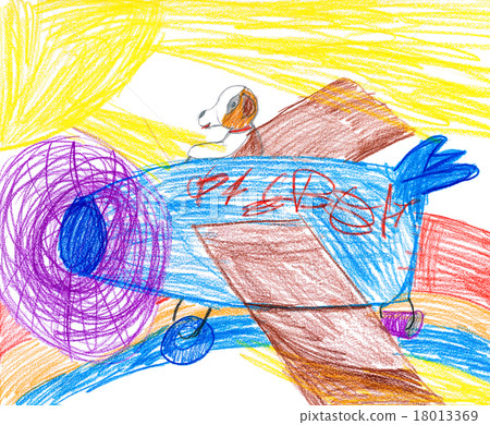 child drawing. dog on a plane child drawing. dog on a plane 18013369