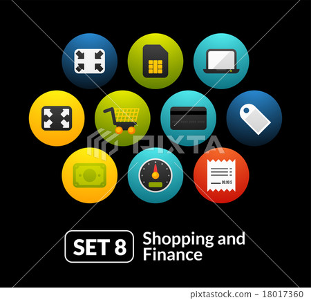 Flat icons set 8 - shopping and finance collection 18017360