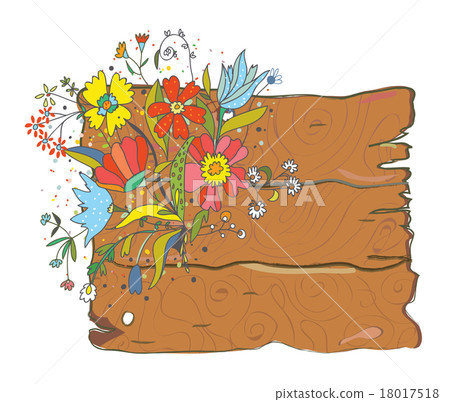 Wood texture background with flowers Wood texture background with flowers 18017518