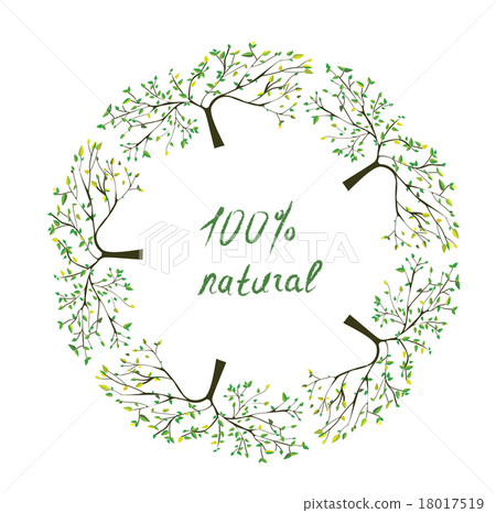 Frame or label with trees for natural eco products 18017519