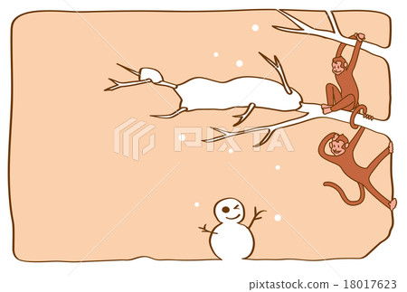 Monkey and Snowman (Design Right Layout, Horizontal - Beige Background - Postcard Template) Monkey and Snowman (Design Right Layout, Horizontal - Beige Background - Postcard Template) 18017623